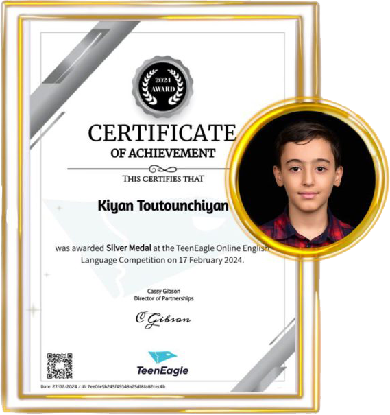 ‪Kian Tootoonchian, an 11-year-old teenager, won a silver medal at the 2023 Teen Eagle World Championships in England.‬