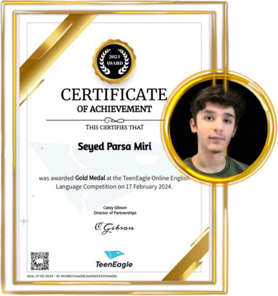 Parsa Miri 16-year-old teenager Gold medalist from the world championships Teen Eagle 2023